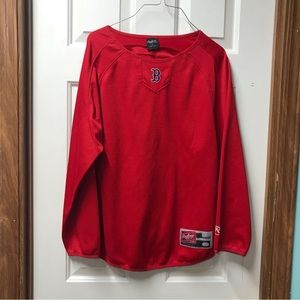 Rawlings T-Shirt Mens Xl Baseball Long Sleeve Fleece Red